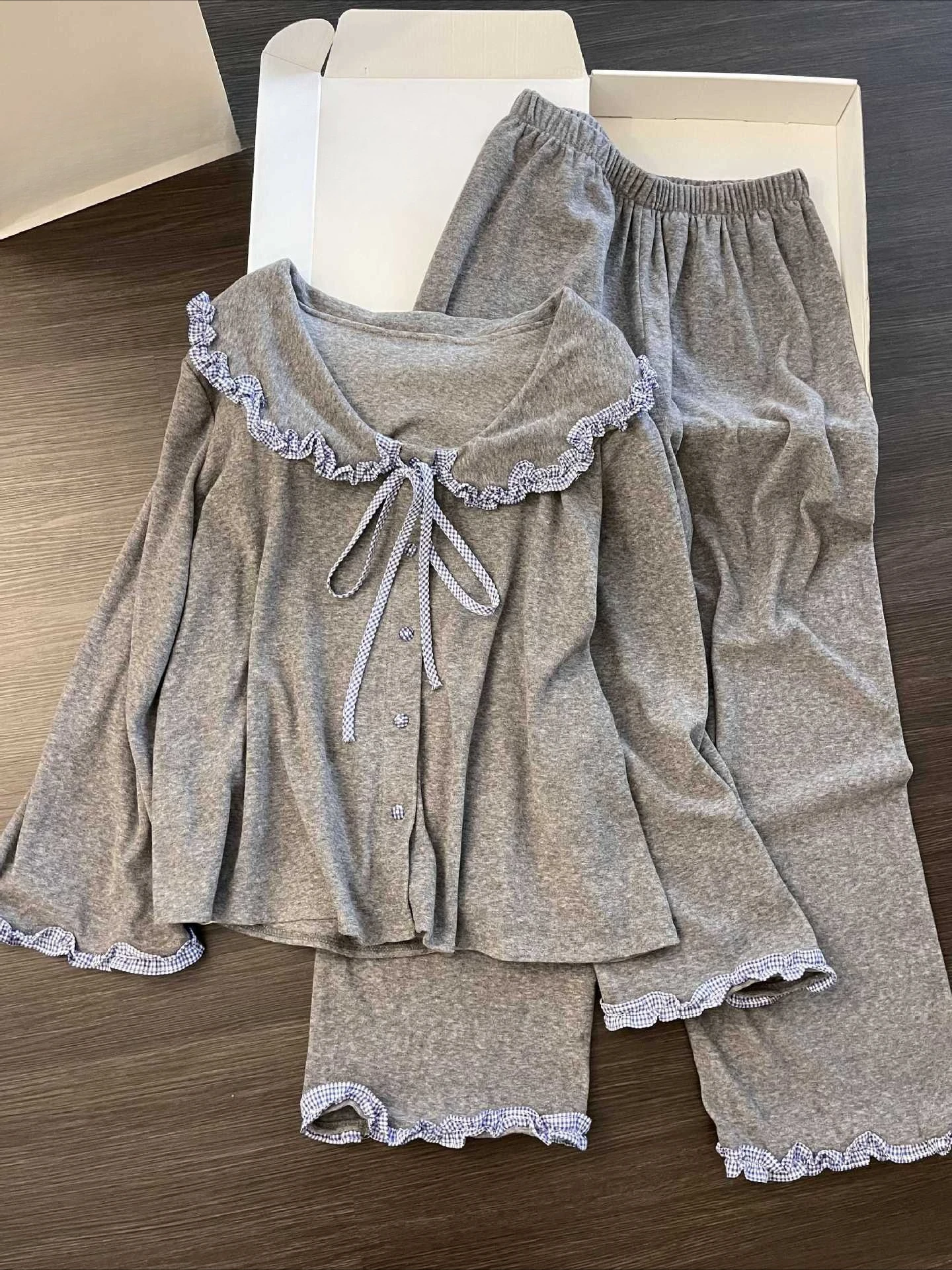 

Дышащий домашний комплект для женщин: пижама с длинными рукавами и свободными брюками, удобная одежда для сна