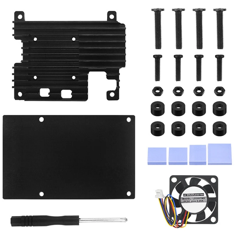 لراسبيري بي 5 حافظة ألومنيوم حافظة CNC حافظة مروحة تبريد نشطة وسلبية Rpi 5 حافظة معدنية
