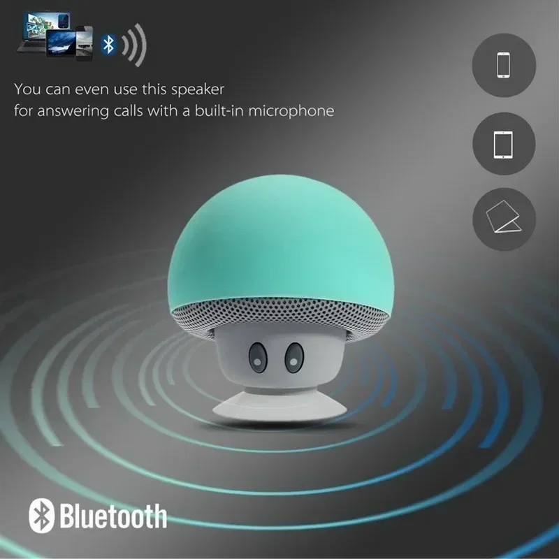 Mini Portable Bluetooth Speaker Powerful Suction-Cup Built-in Microphone Bluetooth Speaker for Phone Shower Gift 5.0 Connection