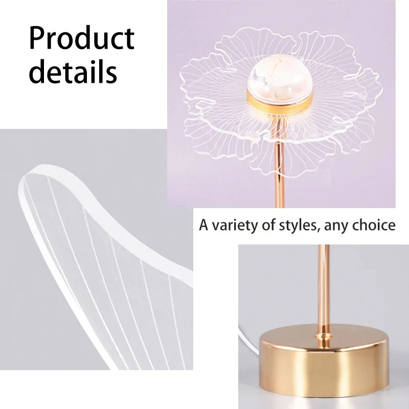 Table Lamp Retro Gold Acrylic Butterfly LED Desk Lamp Hotel Villa Art Decorative Lighting Living Room Bedside LED Night Lights