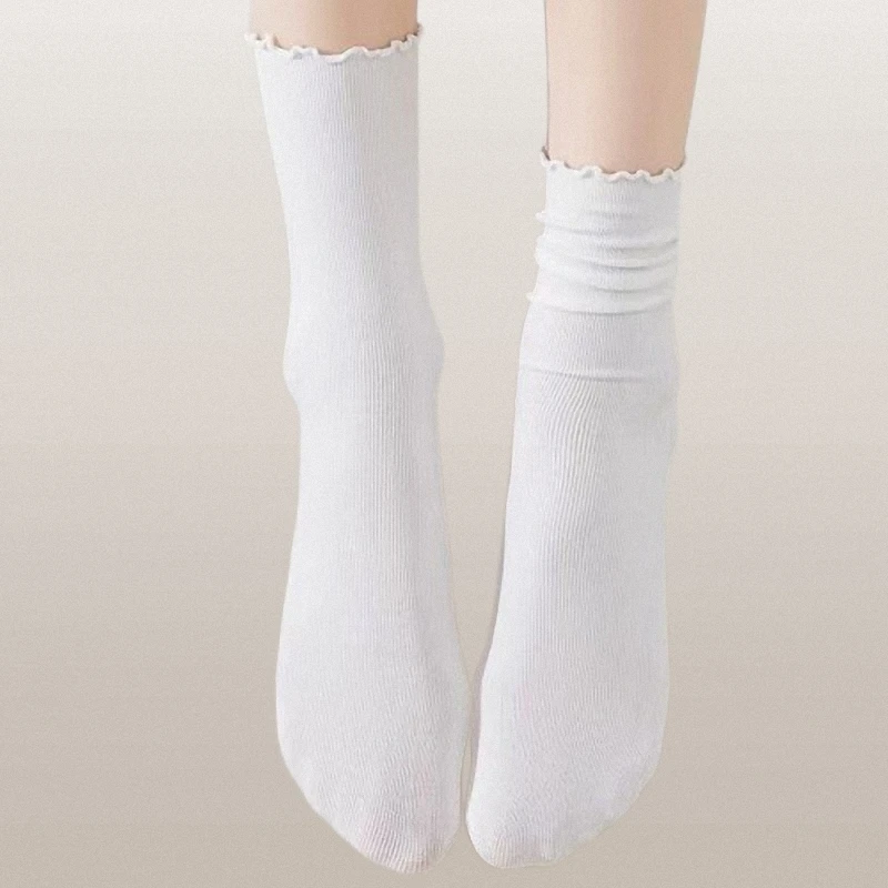 5/10 Pairs New Mid-tube Summer Thin Ice Comfortable Socks Lace Socks White Velvet Summer Long Socks Wood Ear Edge Pile Socks