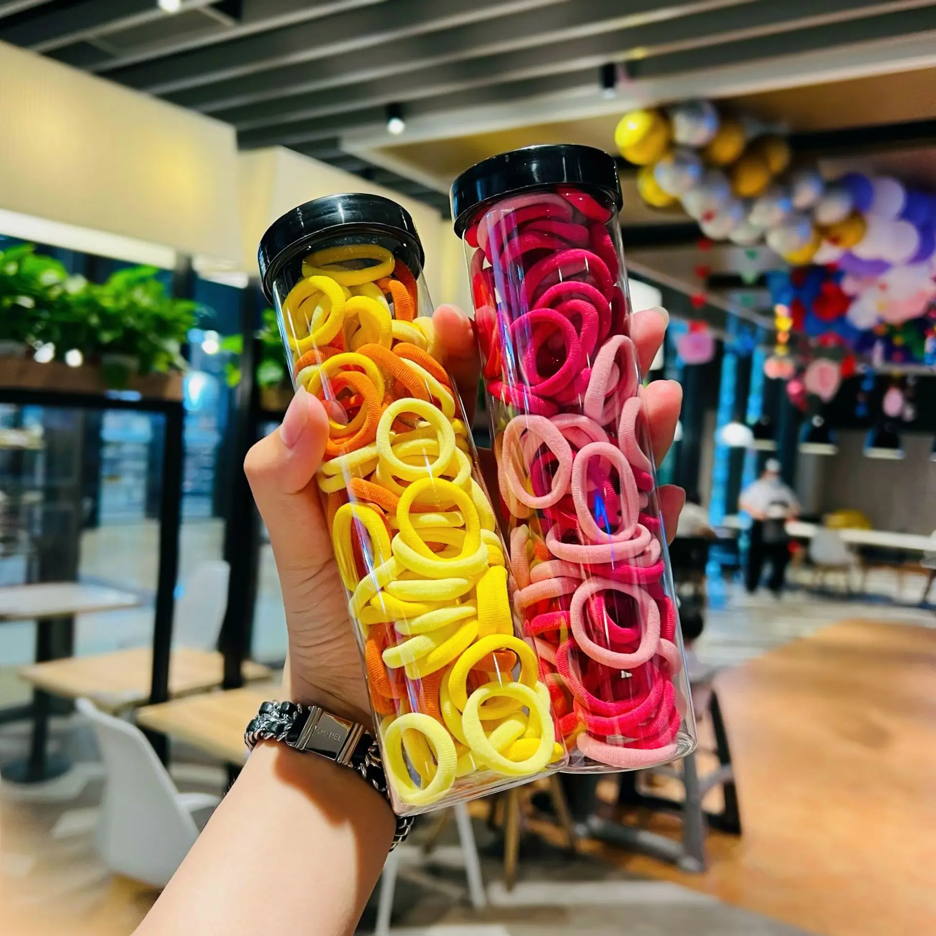 100 stücke Farbe Einfach zu Haar Hohe Elastische Haar Ring frauen Elegante Temperament Exquisite Alle-spiel Haar Ring haar Zubehör