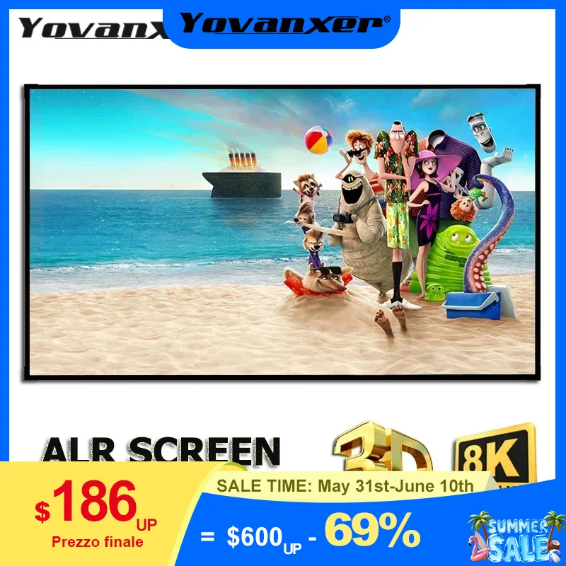 

2026 New Black Diamond ALR Projector Screen Ambient Light Rejecting Fixed Frame 1CM Ultra Narrow Bezel CLR 4K 8K 3D Projection
