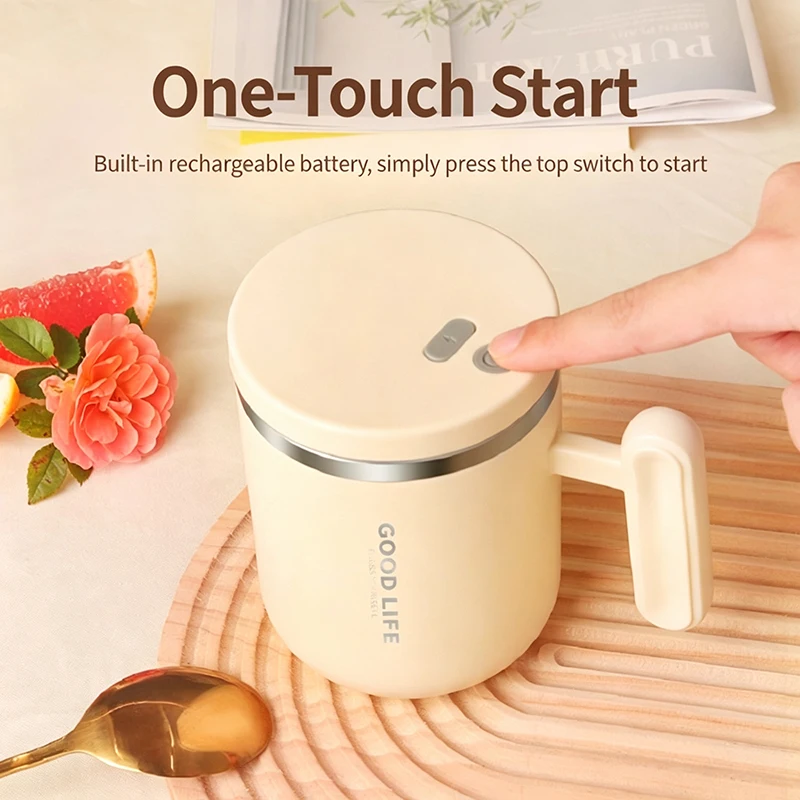 400ML Electric Coffee Self Mixing Mug Waterproof Coffee Stirring Mug USB Charging Digital Display Fully Automatic Magnetic Cup ﻿