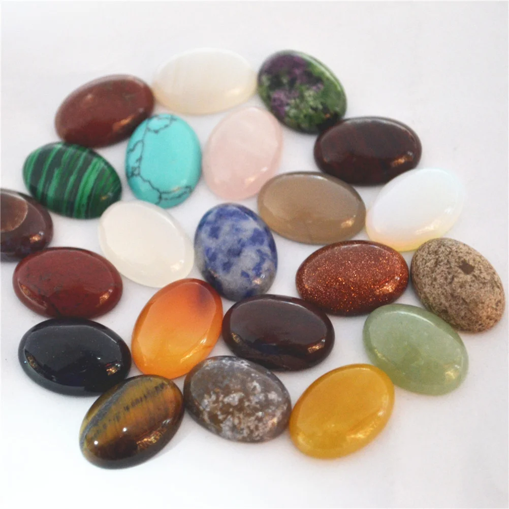 10Pcs Natural Stone Jewelry Accessories Unique Polished Cabochons DIY Crafts Flat Back No Holes Mixed Color Bulk