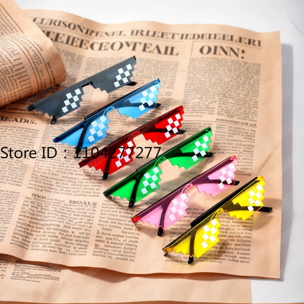 تصميم جديد مضحك فسيفساء النظارات الشمسية البلطجة الحياة نظارات شمسية بكسل الأسود ريترو ألعاب روبوت النظارات الشمسية حفلة عيد ميلاد تأثيري الحسنات