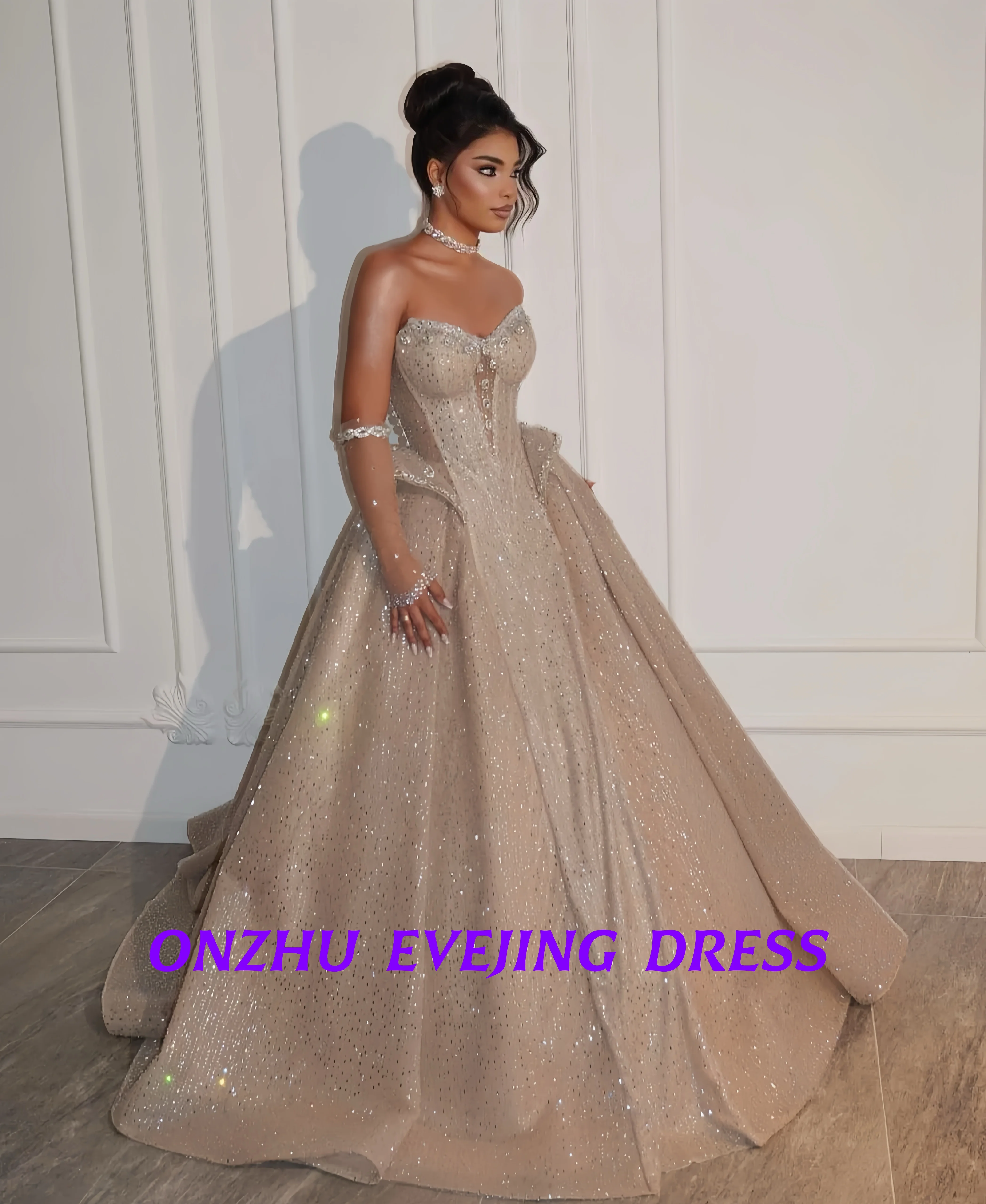 

Индивидуальные женские вечерние платья без рукавов с милым воротником A-LINE, расшитые бисером, платья для особых случаев