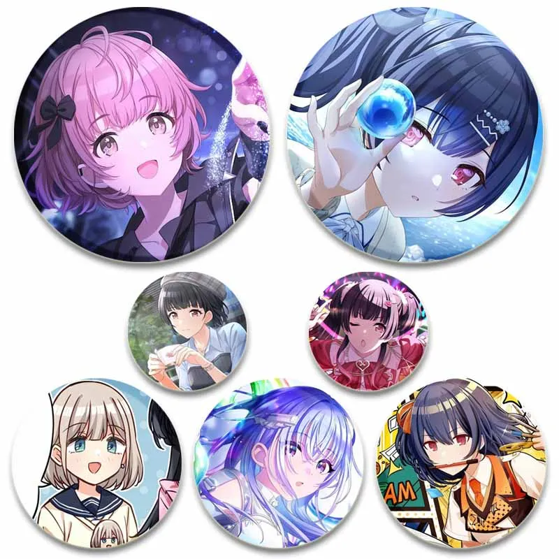 Video Game The Idolmaster Cartoon Enamel Pins Custom Tinplate Round Brooches Bag Hat Badge Accessries Jewelry Gifts for Friend