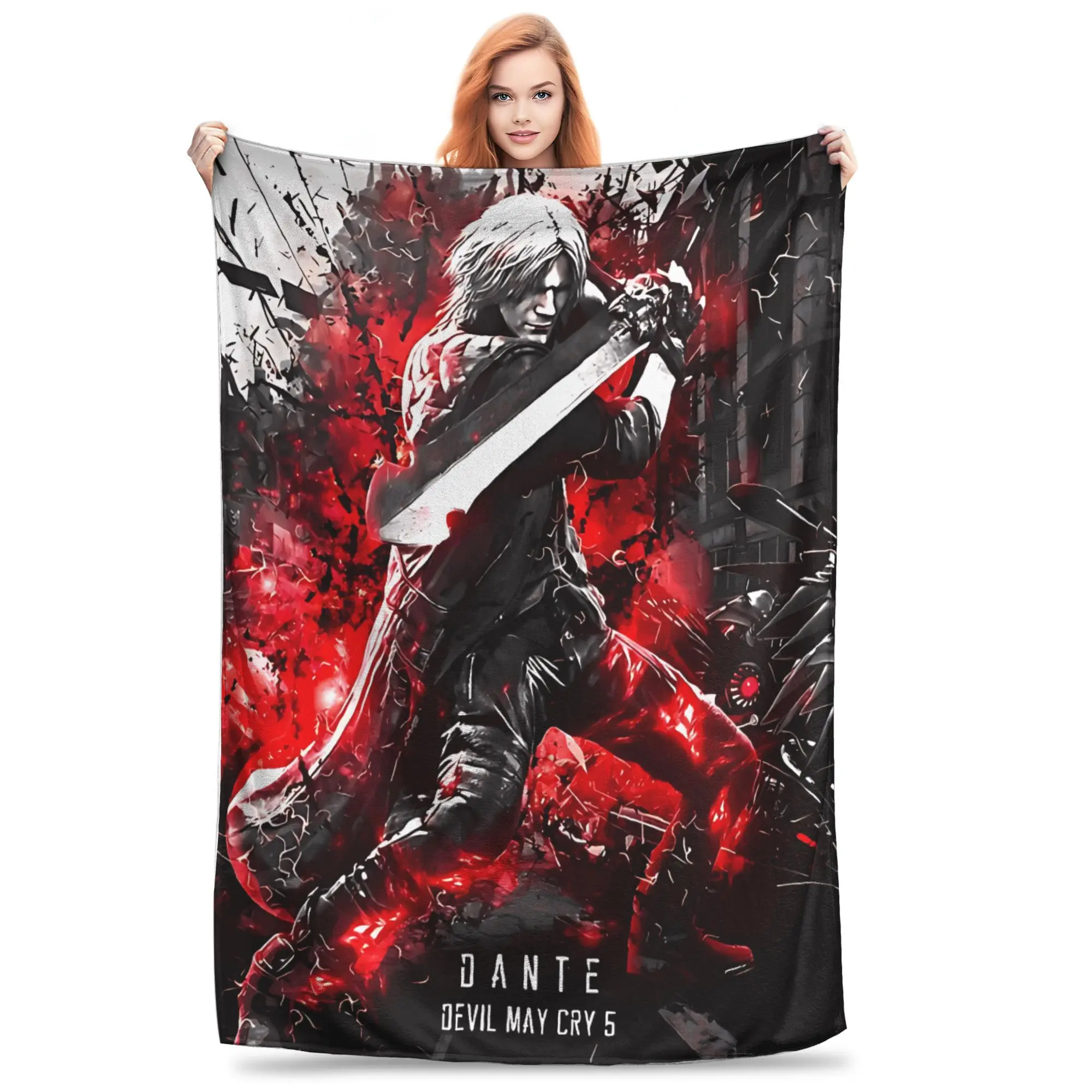Manta de felpa Devil May Cry 5 Dante para niños y adultos, manta de franela para sala de estar, diseño cálido, colcha de calidad, regalo