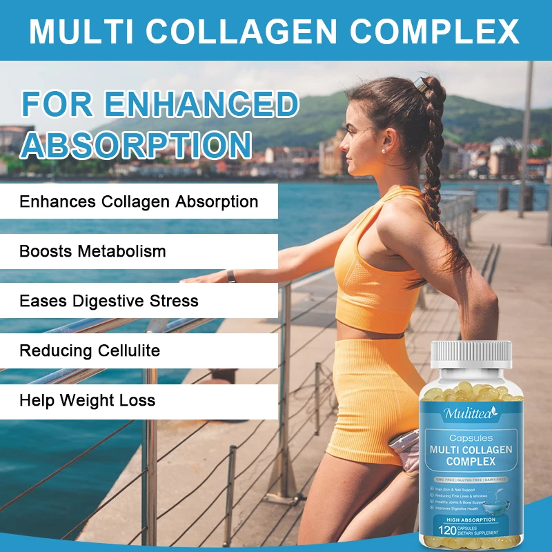 Mulittea Collagen Peptides Complex of Hyaluronic Acid and Vitamin C Helps Joint Nails health & Brighten skin & Hair Growth