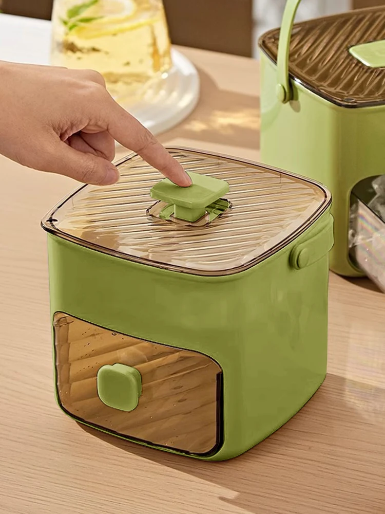 Portable Ice Cube Tray with Handle & Storage Drawer Countertop Ice Cube Mold Quick Release Ice Bucket for Household&Outdoor Use