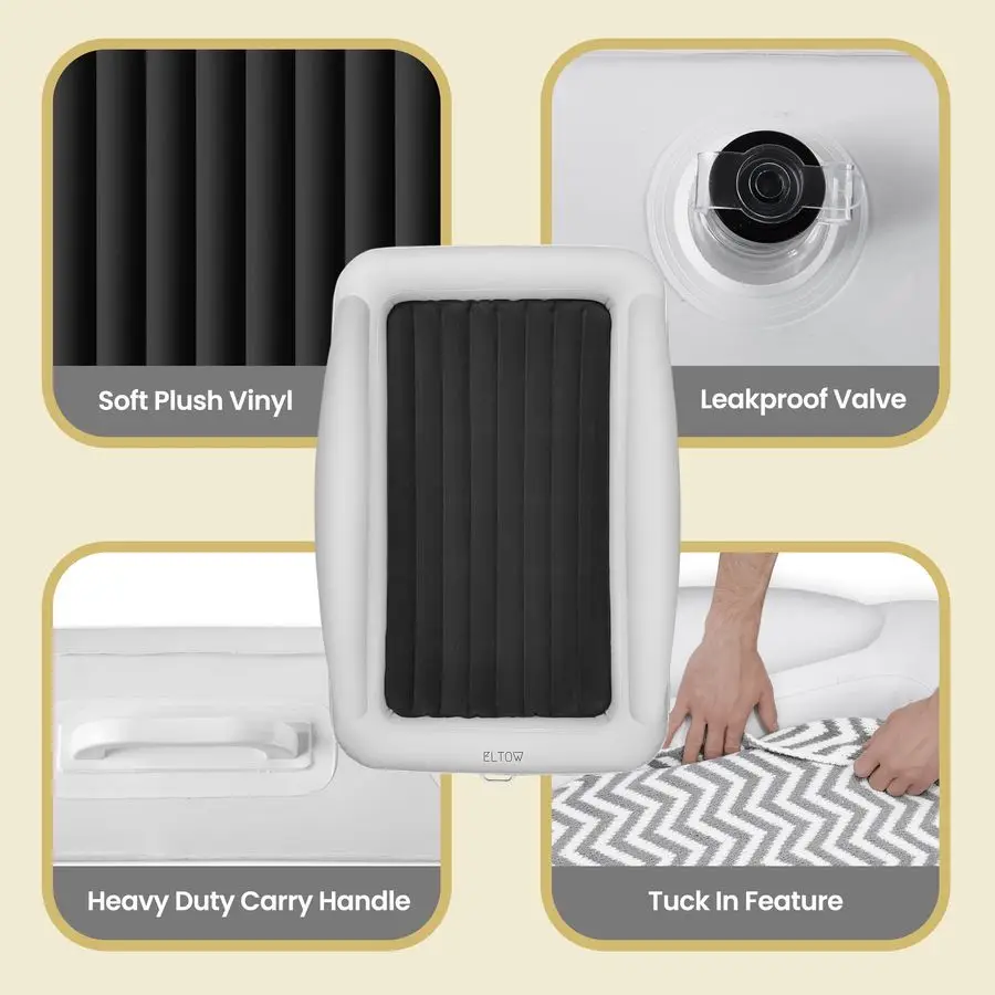 مرتبة نفخ للأطفال الصغار مع جوانب، سرير سفر قابل للنفخ للأطفال الصغار مع مصدات أمان، مرتبة هوائية محمولة للأطفال للسفر، Co #5
