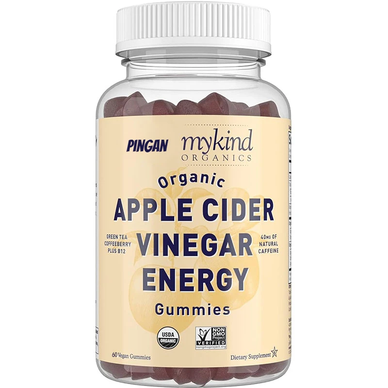 Gomitas energéticas de vinagre de manzana orgánicas: gomas energéticas ACV orgánicas USDA con vitamina B12, bayas de café y té verde
