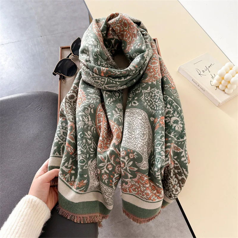 2024 New Cashmere Scarf for Women Luxury Print Shawl Wraps Warm Thick Blanket Echarpe Female Bandana Bufanda Pashmina