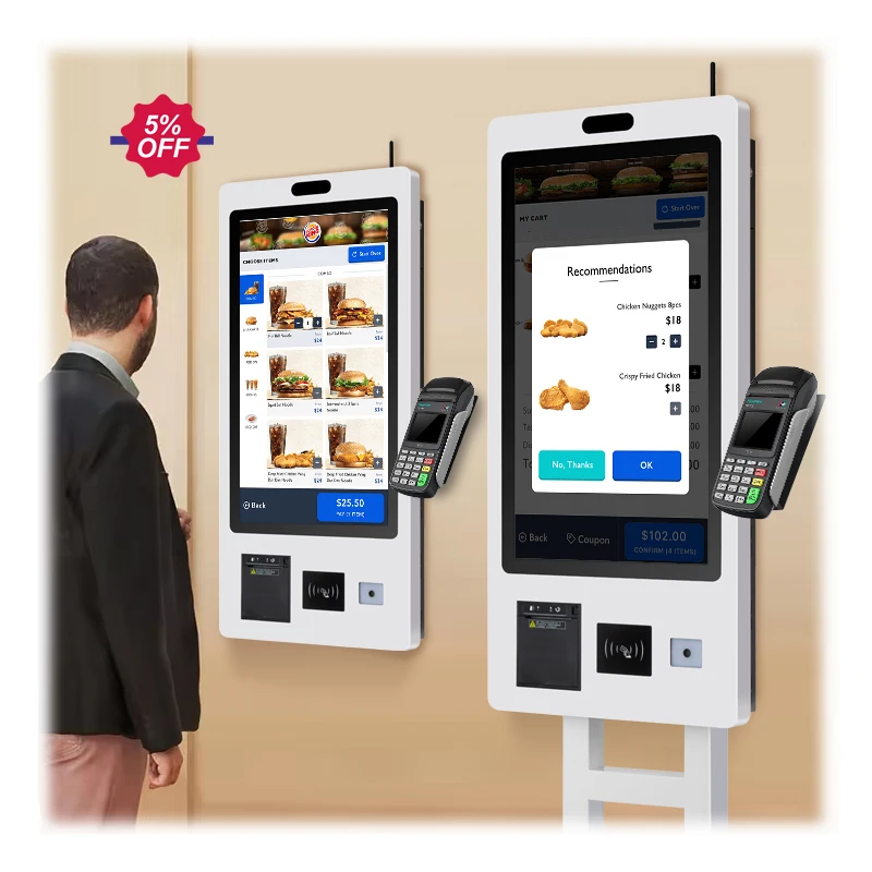 custom.23.6 Inch Payment Terminal Self Service Checkout with Barcode Scanner and Receipt Printing Retail Supermarket
