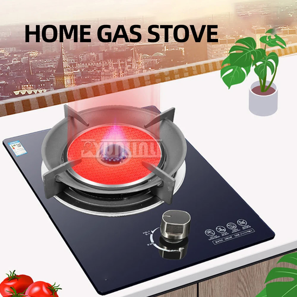 

Kitchen Horno De Gas Empotrable Cooktop Household Tempered Glass Single Stove Infrared Hot Fire Cooking Gas Stove
