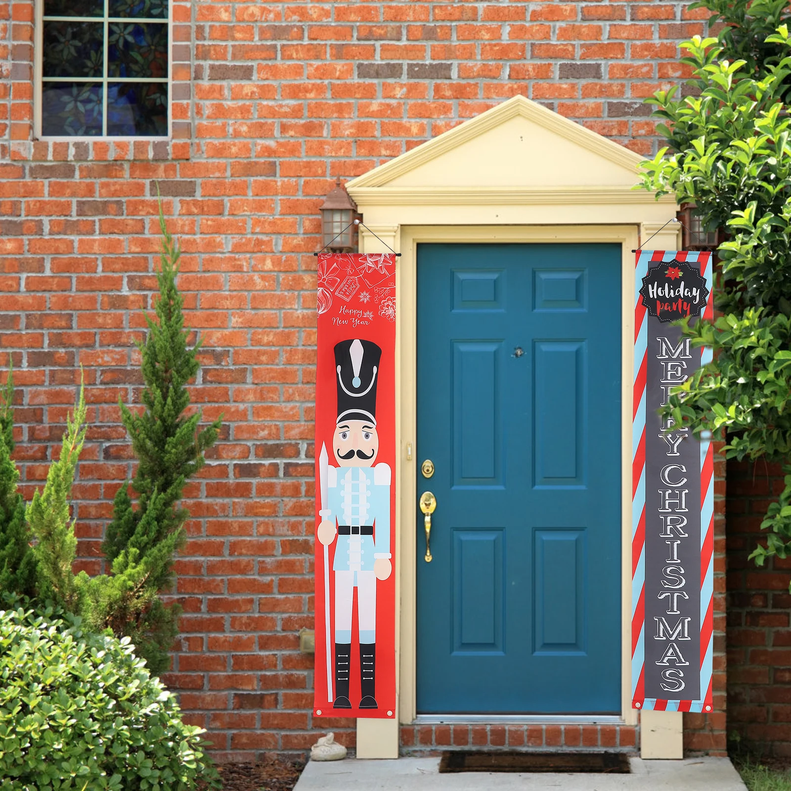 

Christmas Nutcracker Door Banner Porch Sign Holiday Decoration Xmas Party Wall Hanging Red Green Nutcrackers Festival Decor