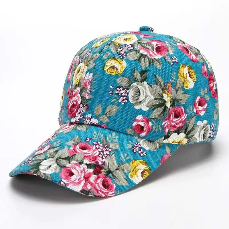 Casual Sport Caps Fashion Hats Sunscreen Baseball Rose Floral Print Cap for Women Golfhat Beach Floral Peaked Flower Tide Sunhat