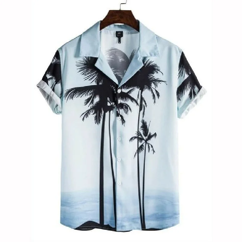 2024 Men's Shirt Short Sleeved Summer Shirt Lapel Fashionable And Versatile Hawaiian Style Pattern Printed Top