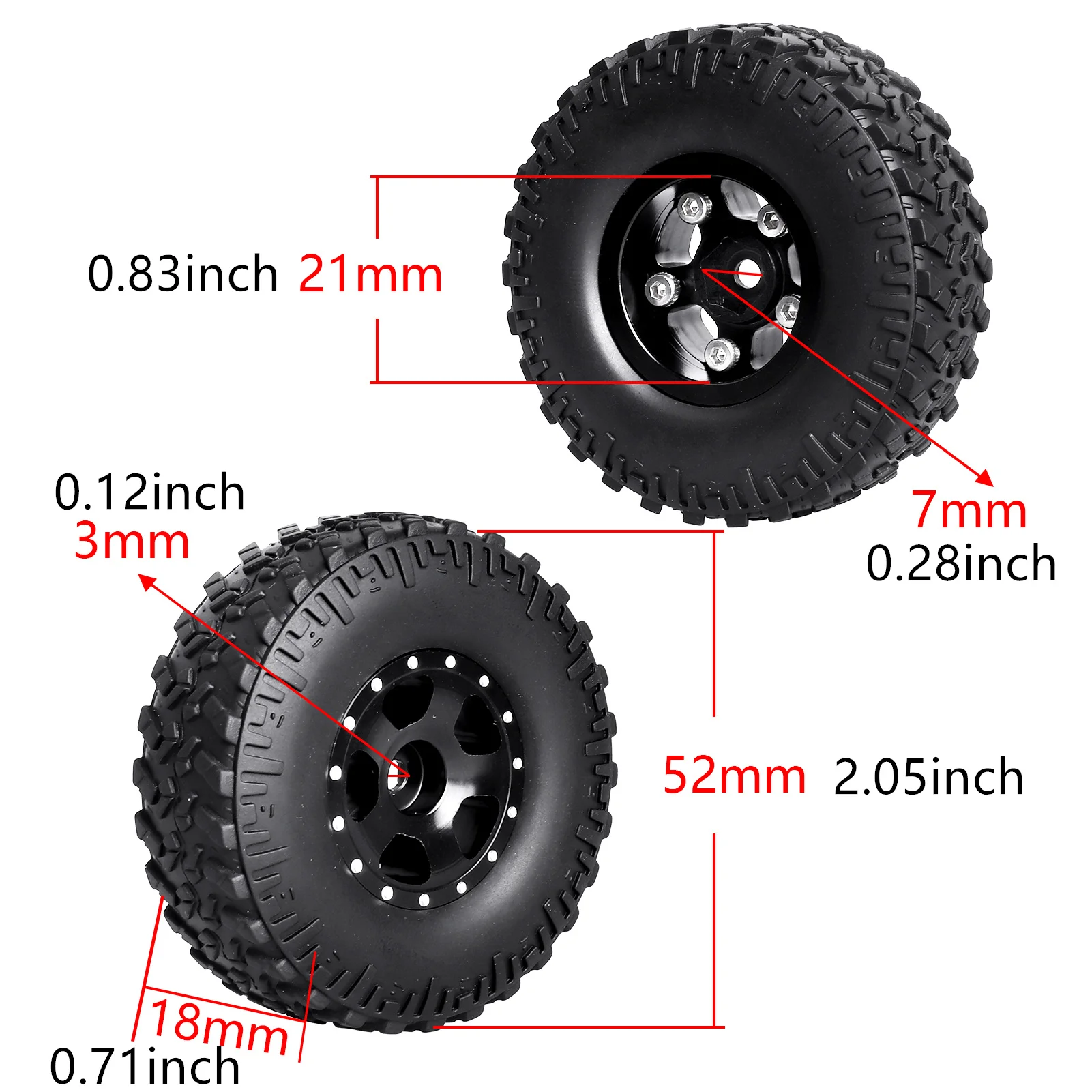 HobbyPark 1.0 Beadlock Koła do TRX4M AX24 SCX24 FCX24 Enduro24 1/18 1/24 RC Crawler Car (Style A z oponami)