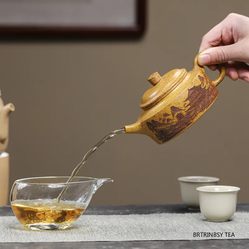 الصينية ييشينغ الأرجواني الطين إبريق الشاي التقليد اليدوية براد شاي الجمال الشاي Infuser غلاية الخام خام Zisha طقم شاي Teaware 220 مللي