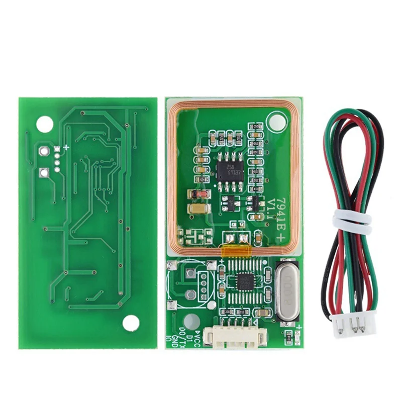 FFYY-Módulo inalámbrico lector RFID UART de 3 pines 125Khz EM4100 8CM DC 5V para lectura de tarjetas IC para Kit de Sensor Attena PCB