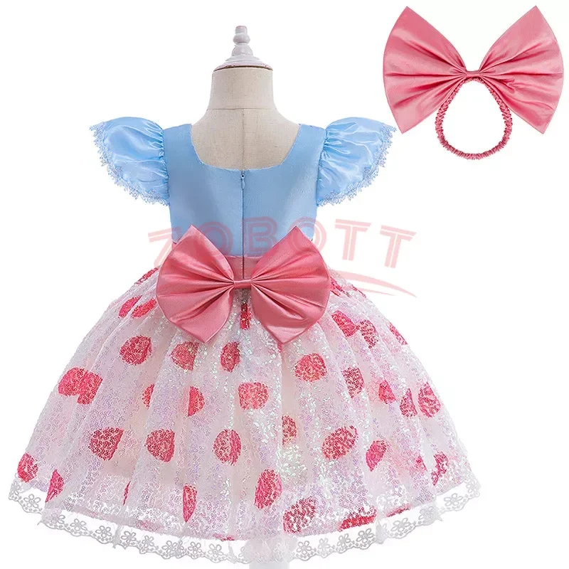 New Toy Story 4 For Girls Costume Kids Cosplay Bo Peep Pink Clothes Summer Fly Sleeve Sequins Dresses Fancy Princess Dress 1-7T