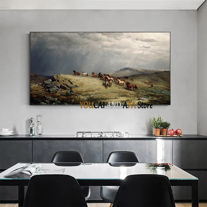 Rustic Landscape Town Field Wild Flowers Nature Landscape River Spring Flowers Poster Canvas Painting Wall Pictures Home Decor