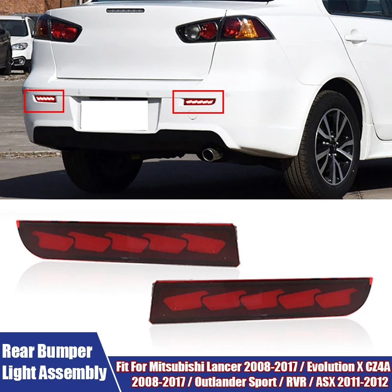 Car Rear Bumper LED Reflector Light Assembly For Mitsubishi Lancer/Evolution X CZ4A 2008-2017/ Outlander Sport/RVR/ASX 2011-2012