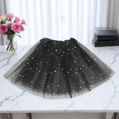 Girls Glitter Tutu Skirt for Toddlers Kids Teens Lightweight Shiny Sequin Tulle Ballet Dance Party Costume Dress Up Gift Black - view 6