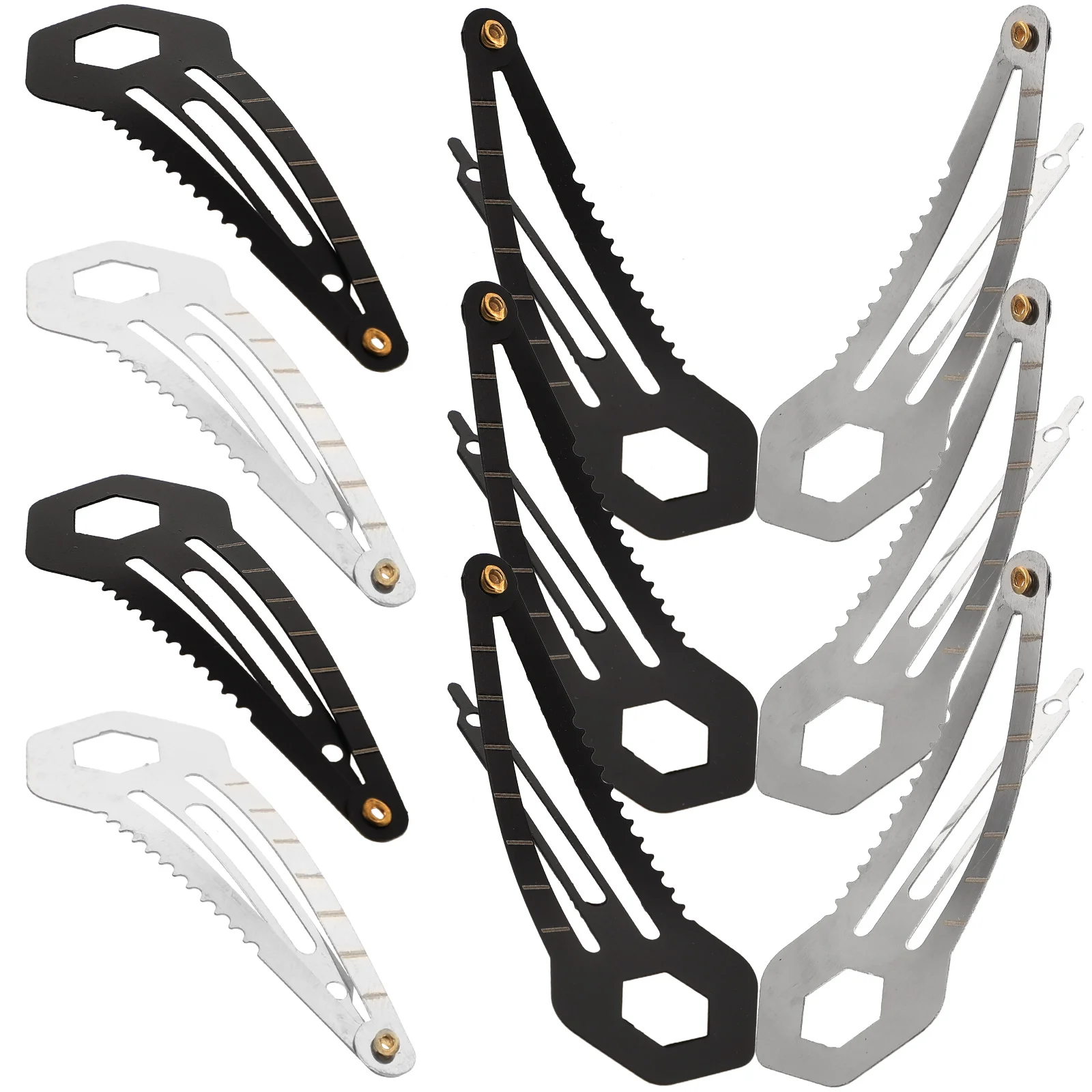 

10pcs Multifunction Hair Clips Stainless Steel Barrettes 5Silver 5Black Corrosion Resistant Gifts Women