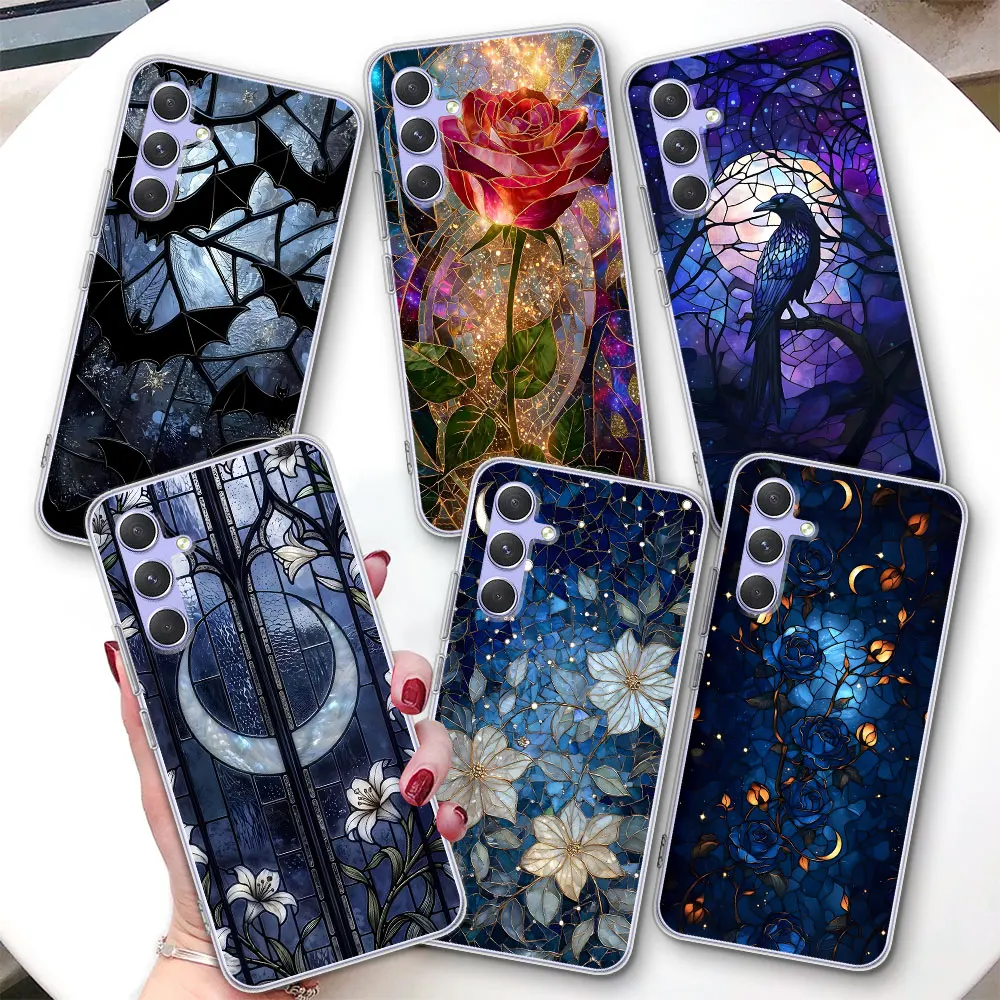 Transparent Case For Samsung A57 A15 A27 A37 A56 A16 A17 A54 A14 A22 A51 A53 A12 A13 A23 Phone Cover Retro Colored Window Art