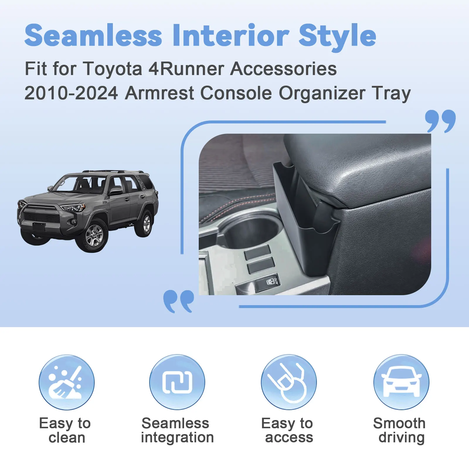 Armrest Hanging Storage Box Tray for Toyota 4Runner Accessories 2010-2024 Interior Console Hanging Holder Storage Tray Organizer