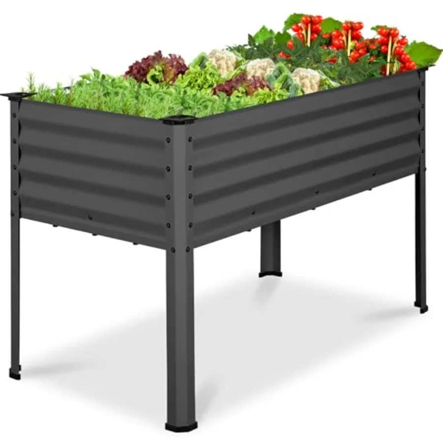 x30in Galvanized Raised Garden Bed, Metal Elevated Planter Box, Vegetable Garden for Backyard, Patio, Balcony, 100% Non Toxic M