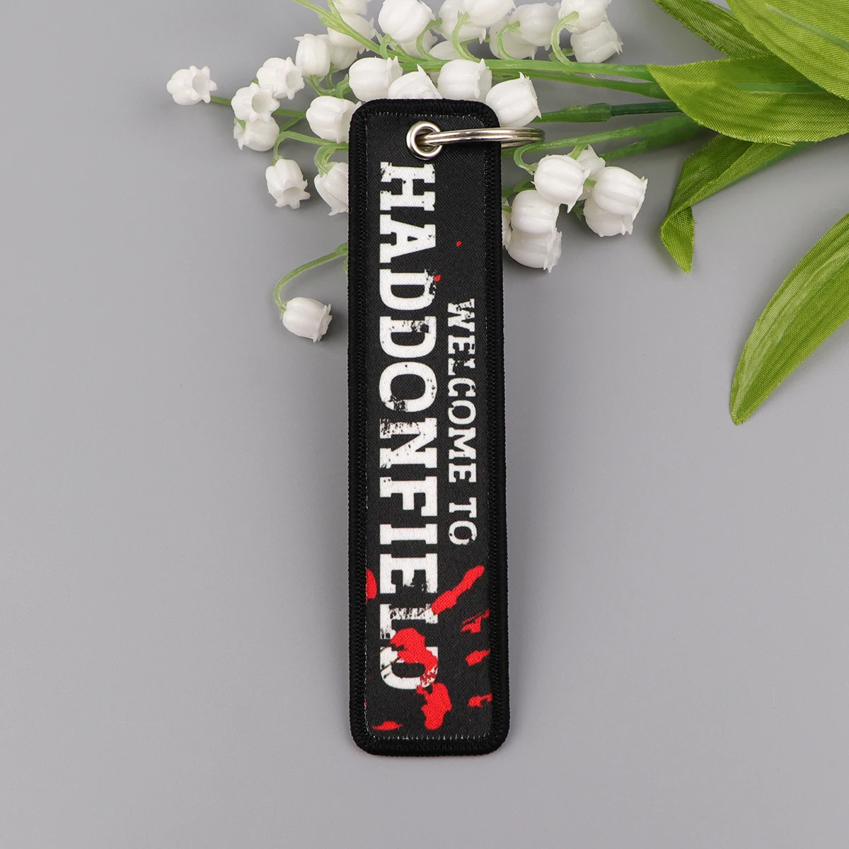 Movie Retro Key Tag Embroidery Key Fobs Keychains for Car Motorcycles Keys Holder Keyring Halloween Jewelry Accessories Gifts