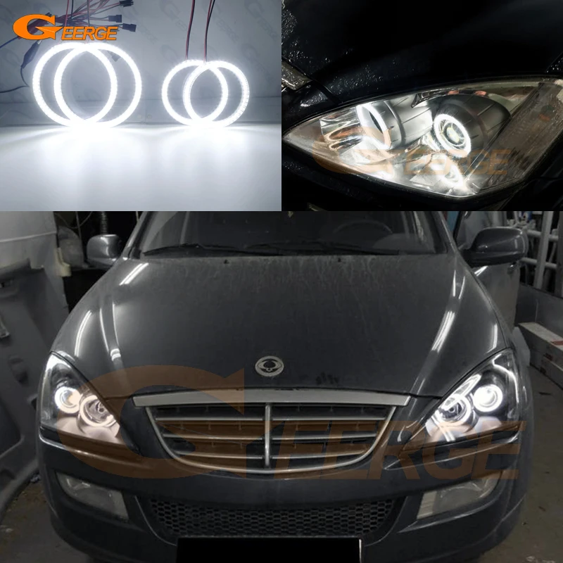 For Ssangyong Kyron 2005 - 2008 2009 2010 2011 2012 2013 2014 Day Light Ultra Bright SMD LED Angel Eyes Kit Halo Rings