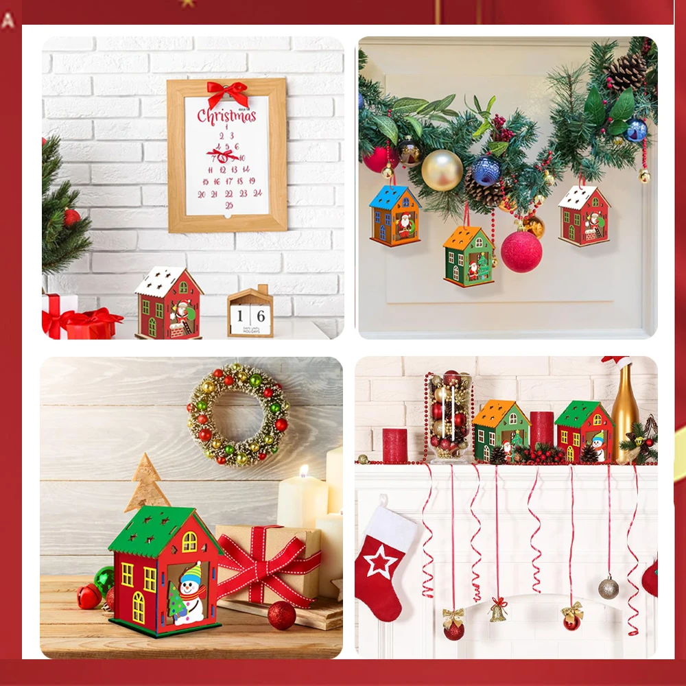 13 قطعة/المجموعة/مجموعة أدوات منزل خشبية مرسومة يدويًا زخرفة خشبية مجموعة منزل ثلاثية الأبعاد للأطفال تجعل بناء اللوحة بنفسك #6