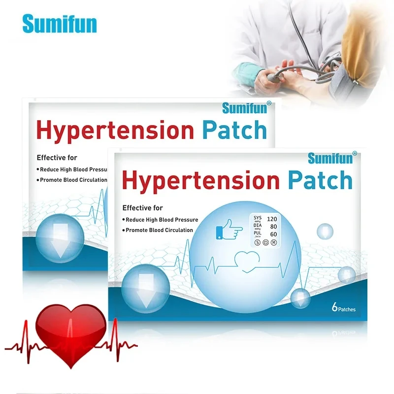 6Pcs/bag Original Hypertension Treatment Patch Clean Blood Vessel Lower Blood Pressure Chinese Herbal Medical Plaster Body Care