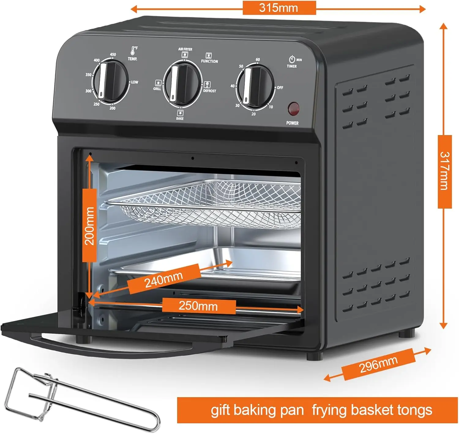 Large Capacity Air Fryer Toaster Oven Combo, 13QT Capacity, 360° Hot Air Circulation for Healthy Oil-Free Cooking, Multifunction