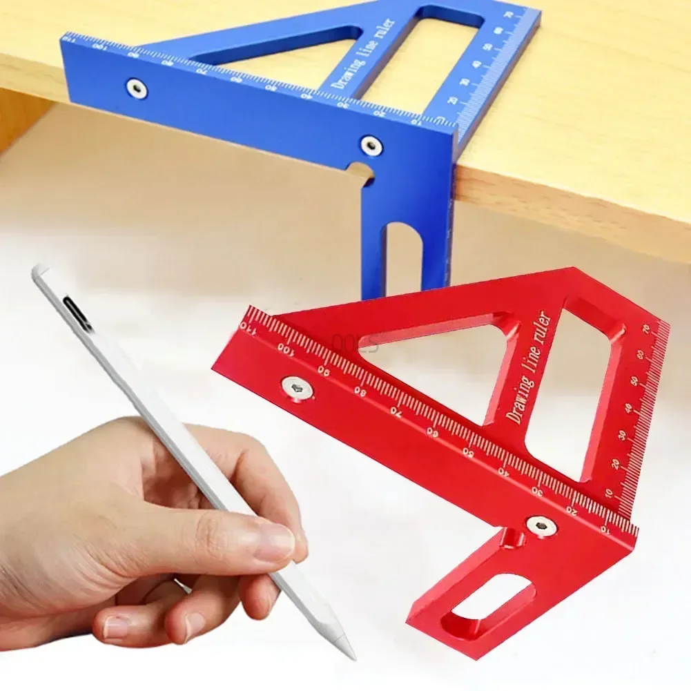 

Carpenter Square -Woodworking Square Protractor Aluminum Miter Triangle Ruler 3D Multi Angle 45/90 Degree Layout Measuring Ruler