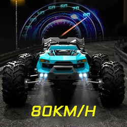 Coche teledirigido 4wd de 80 KM/H o 40 KM/H con Led a escala completa, coches de Control remoto, coche de simulación de deriva todoterreno de alta velocidad, juguete para niños, regalos