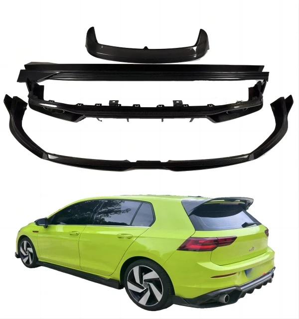 For VW Golf 8 Pro GTI  2020-2022  carbon fiber front lip diffuser side skirt mirror  roof spoiler body kit