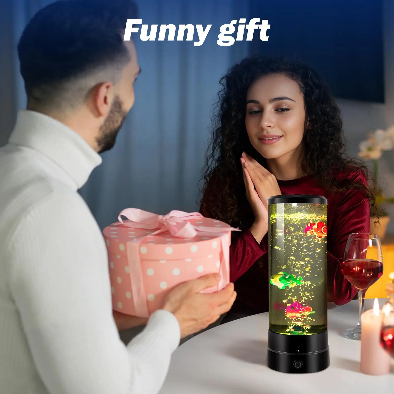 

Ночник-аквариум с пузырьками, USB-лампа для создания атмосферы, подарок для детей и взрослых, настольная лампа для детской комнаты и гостиной