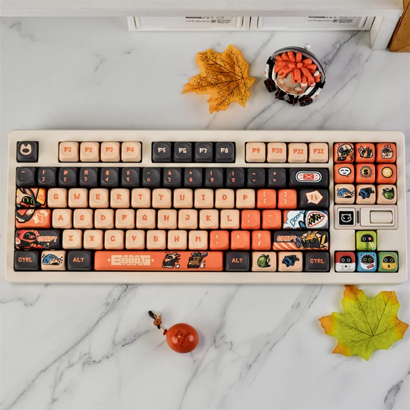 Cute Anime Keycaps Set 130 Keys Custom PBT MOA Profile Keyboard Keycap For MX Swithes Mechanical Keyboards