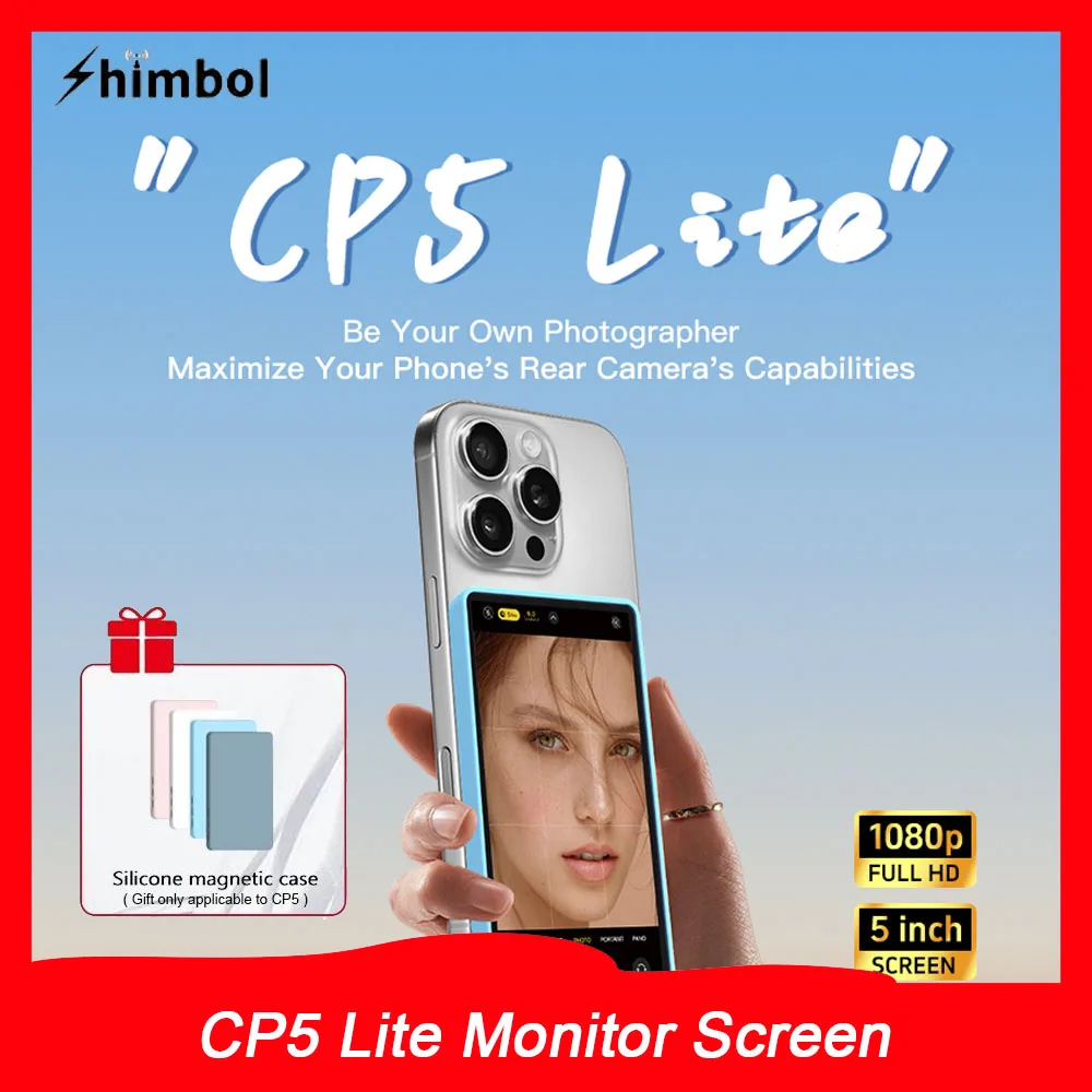 Shimbol CP5 Lite 5'' Rear Camera Monitor Screen Phone for Selfie Vlog Live Stream TikTok for iPhone Android,VS Kingma PH01