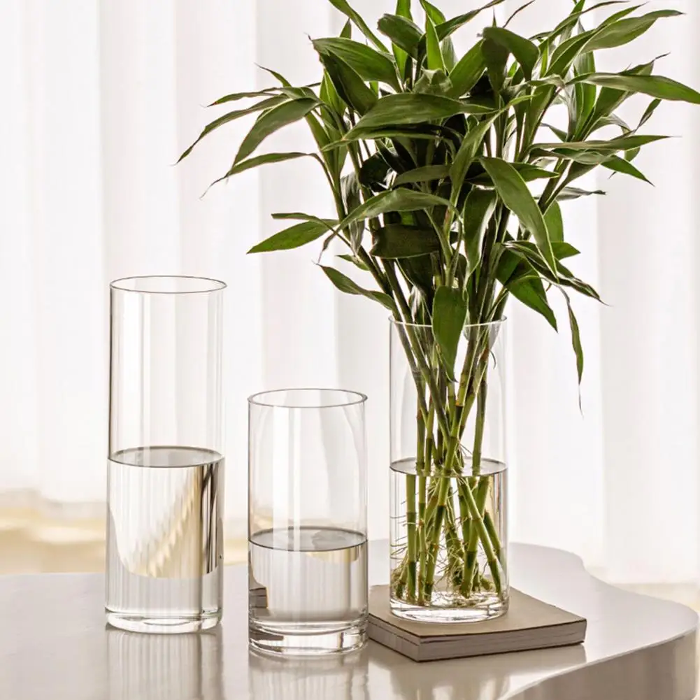 20/25/30/40cm Clear Cylinder Flower Vase Plastic Party Dining Table Centerpiece Hydroponic Holder Plants Container Decoration