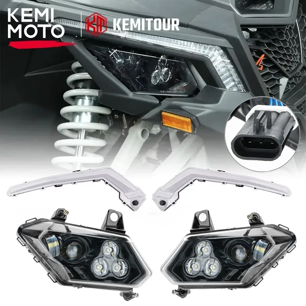 

UTV LED Headlights Assembly Head Lamp & Cover High/Low Beam for Can-Am Maverick X3 Max R RR XDS XRS Turbo DPS 4x4 2017-2021