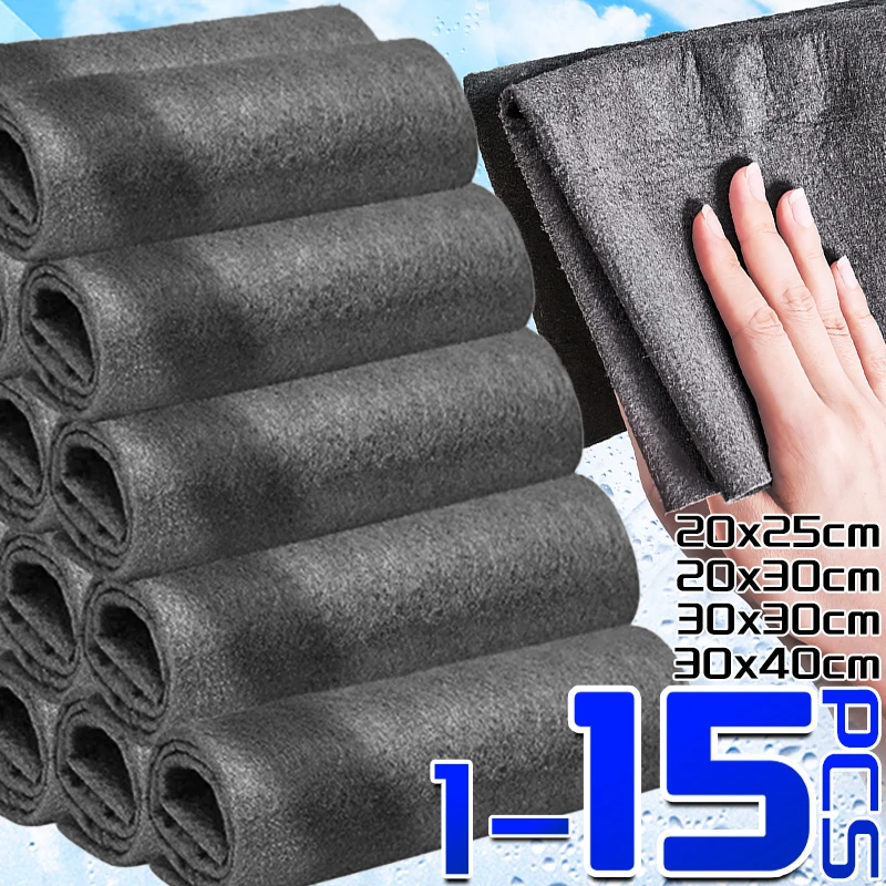 15/1 pz addensato panno di pulizia magico riutilizzabile lavabile senza pelucchi in microfibra di vetro pulito asciugamani stracci per cucina bagno auto