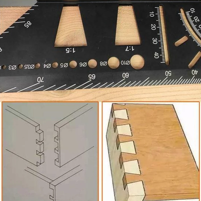 

3D Angle Dovetail Shape Ruler For Home DIYwoodworking Tools Carpenter Line Square Measuring Ruler 45 Degree 90 Degree Line Ruler