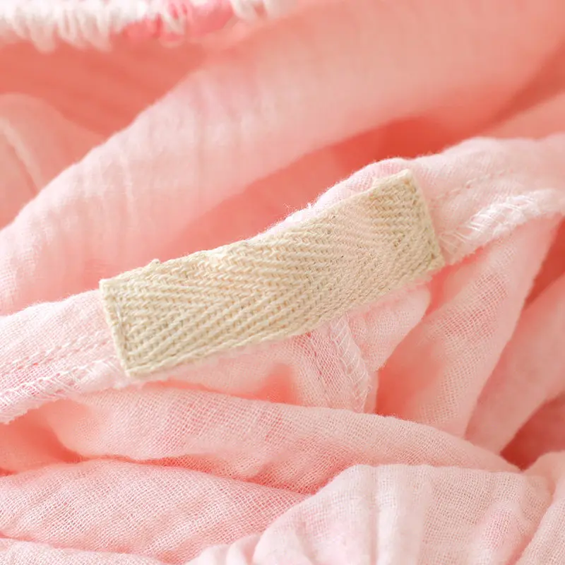2pcs Women's Pajama Set Japanese Style Cute Sweet 100% Cotton Double Layer Gauze Long Sleeve New Arrival Soft Breathable Comfy L
